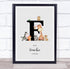 The Card Zoo New Baby Birth Details Nursery Jungle Animals Initial F Keepsake Gift Print