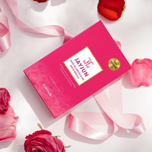 JAYJUN Rose Blossom Mask, Pack of 10 Sheets, 0.84 fl. oz, Hydrating & Brightening