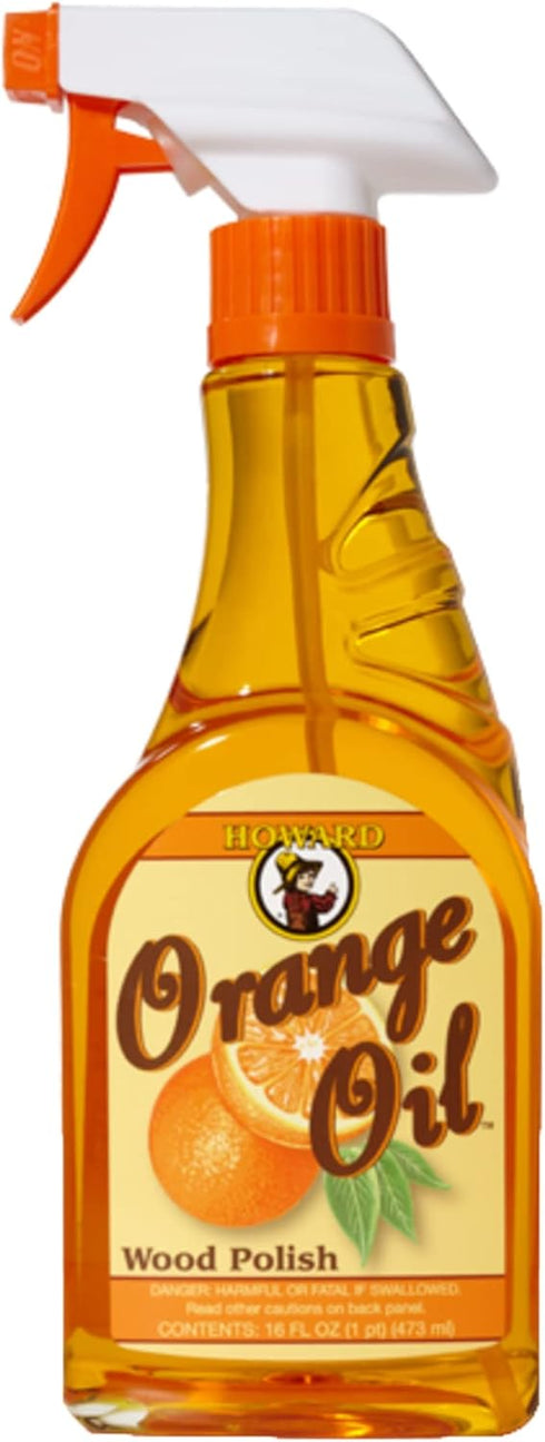 Howard Orange Oil 16 Ounce - Two Bottles, Orange Wood Cleaner, Antique Wood Conditioner