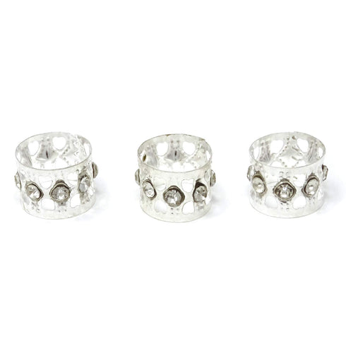 Honbay 20PCS Silver Rhinestone Hair Rings, Dreadlocks Beads, Braiding Hair Jewelry