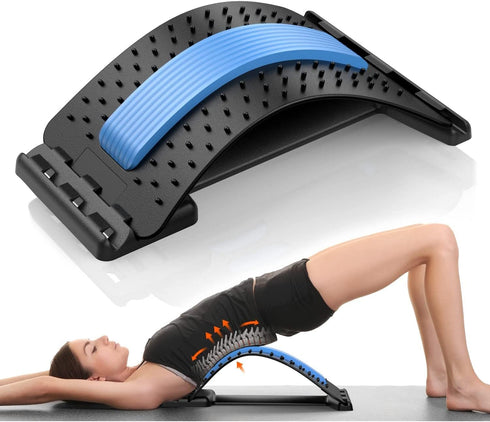 MAKIVI Back Stretcher Magnetotherapy Multi-Level Adjustable Massager Waist Neck Fitness Lumbar Cervical Spine Support