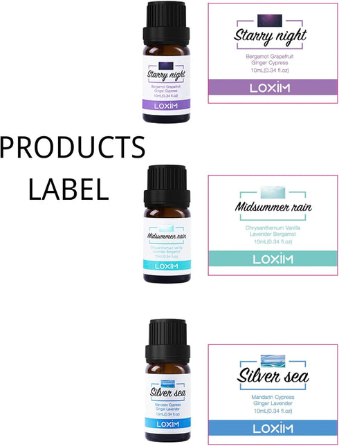 LOXIM Golden Bloom Essential Oil Set of 3 - Midsummer Rain, Starry Night, Silver Sea