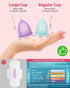 Set 2, Reusable Menstrual Cup (Small & Large Size) of Soft Silicone, Low or High Cervix, Safe Period Cup, Heavy & Light