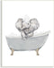 Stupell Industries Baby Elephant Bubble Claw Bathtub Safari Animal Bathroom Wall Plaque, 10 x 15, White