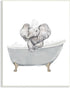 Stupell Industries Baby Elephant Bubble Claw Bathtub Safari Animal Bathroom Wall Plaque, 10 x 15, White