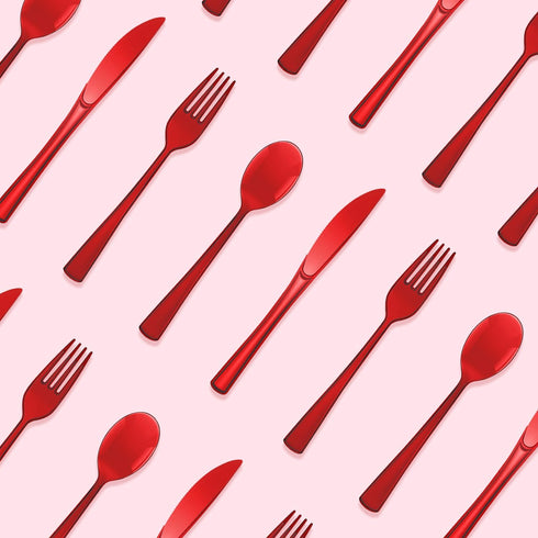 150 Pack Plastic Silverware, Disposable Cutlery Set Heavy Duty with 50 Forks, 50 Knives, 50 Spoons for Parties, Events