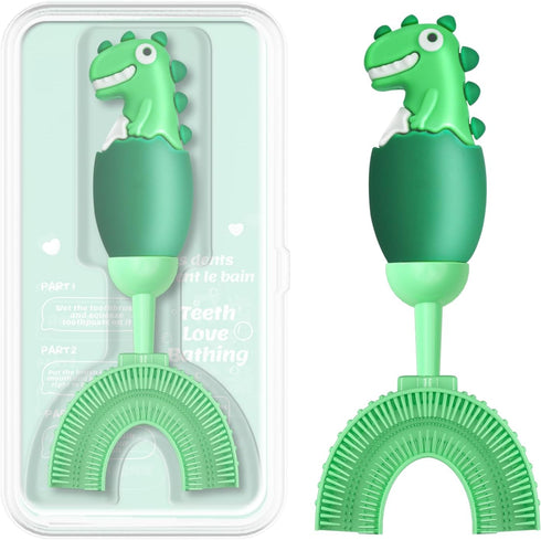 U-Shaped Toddler Toothbrush for Kids 2-6 Years, 360° Manual Whole Mouth Baby Toothbrush with Soft Silicone