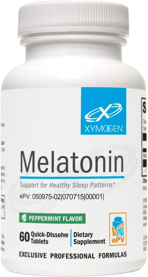 XYMOGEN Melatonin Peppermint Lozenges - 3mg Melatonin Supplement for Nighttime, Antioxidant & Immune Support (60