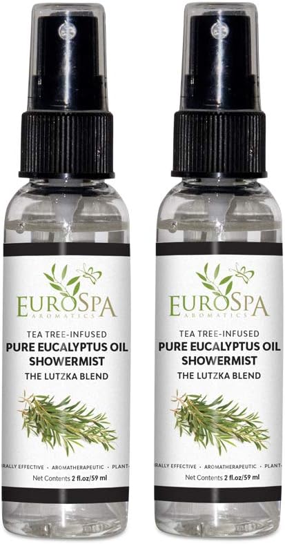 EuroSpa Aromatics Pure Eucalyptus Oil ShowerMist and Steam Room Spray, All-Natural Premium Essential Oils, 2oz