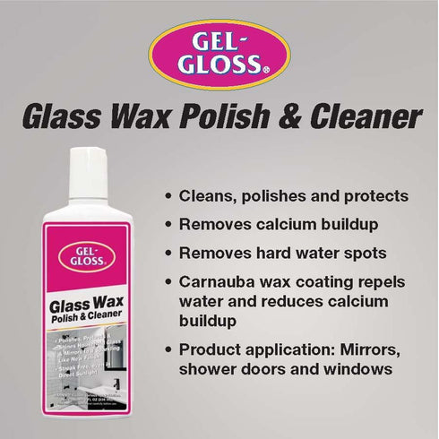 TR 8 oz. Gel-Gloss No Seak Glass Wax | Professional-Grade Silicon Wax Formulation | Removes Water Spots, Hard Water