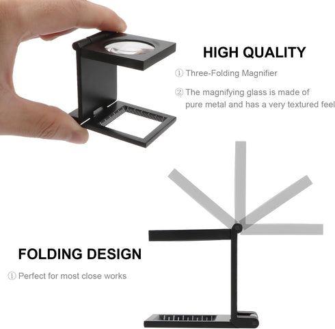 5Pcs Magnifying Glass 10X 28mm Fold Magnifier Lens - Zinc Alloy Pocket Eye Loupe with Scale