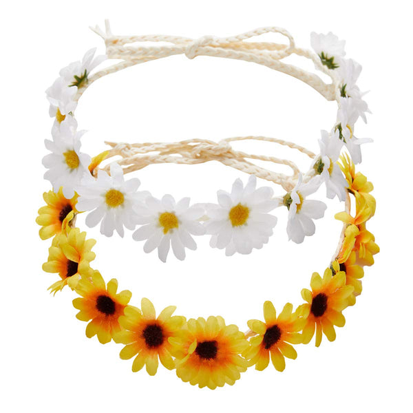 zYoung 2 Pcs Fashion Flower Headband, Sunflower Hair Wreath Festival Hair Band, Bridal Headpiece