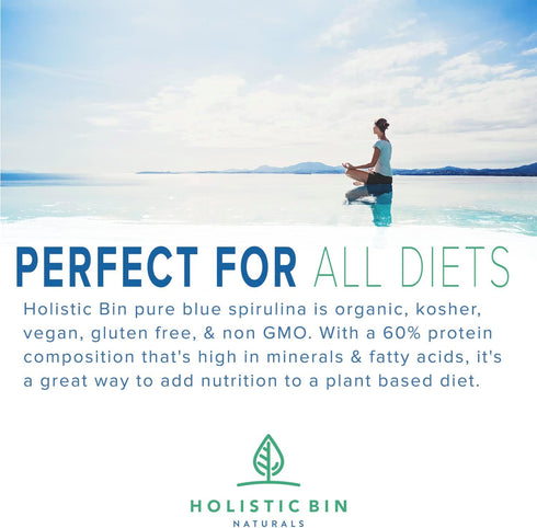 Blue Spirulina Powder, Organic Blue Green Algae Powder, 50 Grams, Supplements, Smoothies, & Baked Goods, Rich Source of