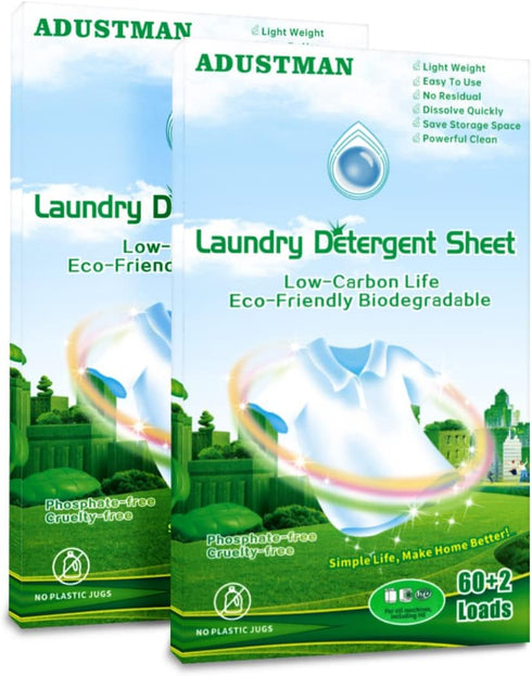Laundry Detergent Sheets (Strips), 124 Loads, 2 Pack, Fresh Breeze Liquid-Less Technology