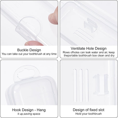 Toothbrush Case 2 Packs, Transparent Travel Holder, Plastic for Toothbrush, 7.87 x 1.85 x 1.18 inches