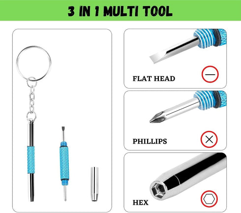 Eyeglass Screwdriver Repair Kit Precision 3 in 1 Mini Screwdrivers Set Keychain Glasses, Sunglasses, Sunglass, Watch, Electronics, Jewelry, Eyeglasses, Flat Head, Phillips, Hex by UNEAK