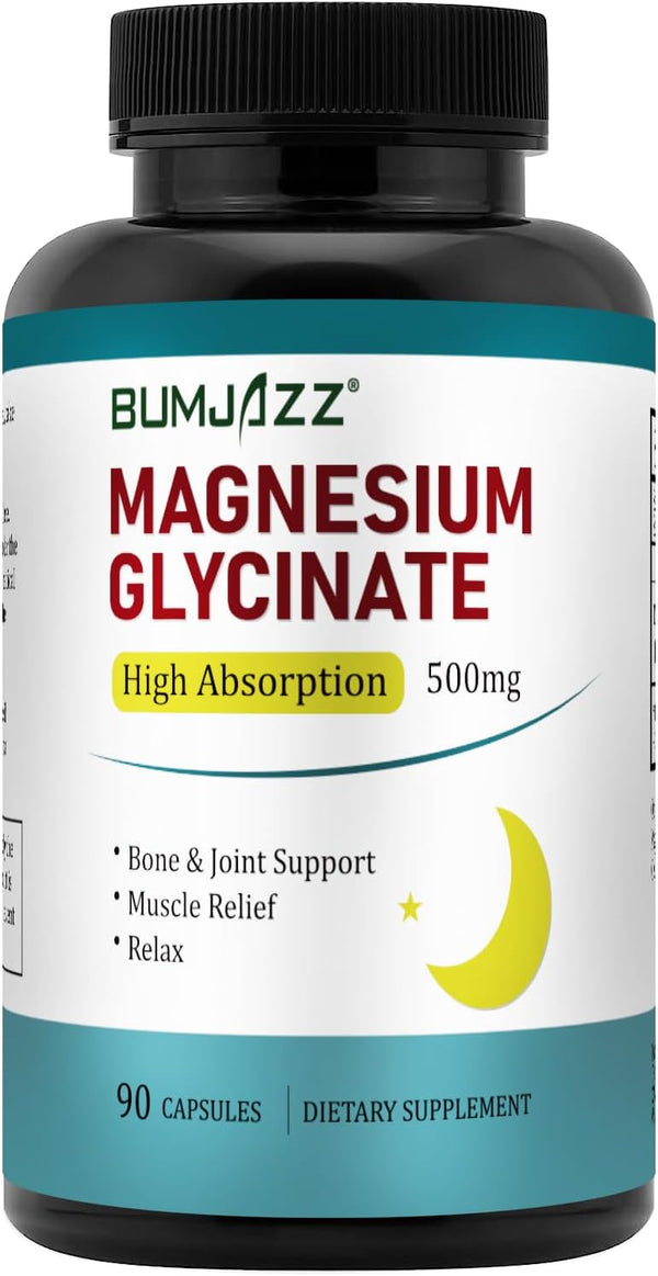 Magnesium Glycinate Supplement 500mg | 90 Capsules | 100% Chelated for High Absorption Essential Mineral