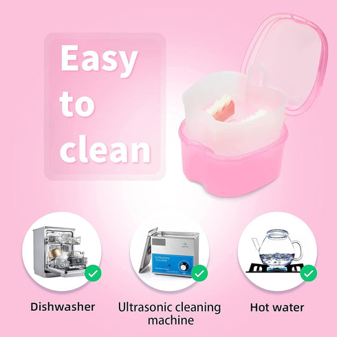 Dental Orthodontic Retainer Container Cleaning Case, Mouthguard Storage Soaking Case, Pink