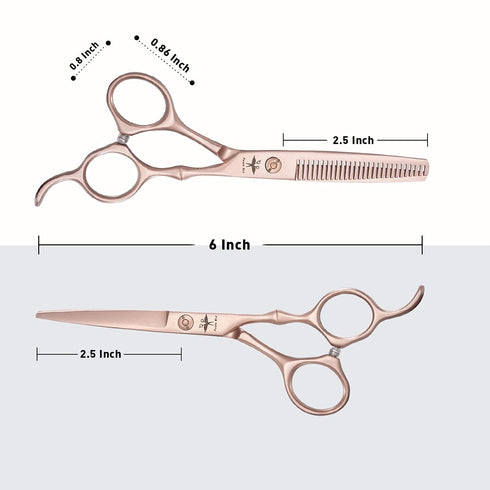 PURPLEBIRD Hair Cutting Scissors Thinning Shear Set, Professional Barber 6 inch Styling Kit for Men, Women, Kids