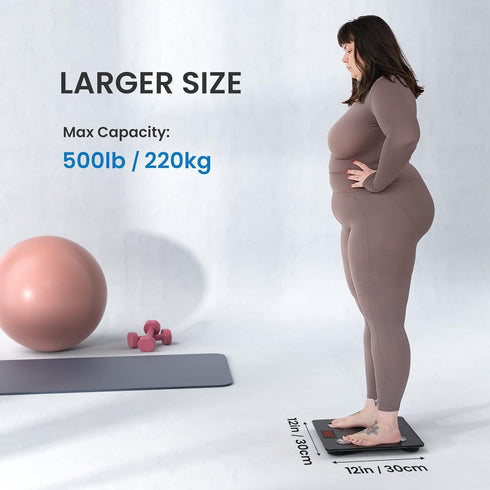 RENPHO Body Weight Scale 500 lbs - Smart Bathroom Scale with 12 x 12 inches Ultra Wide Platform, LED Display, Health