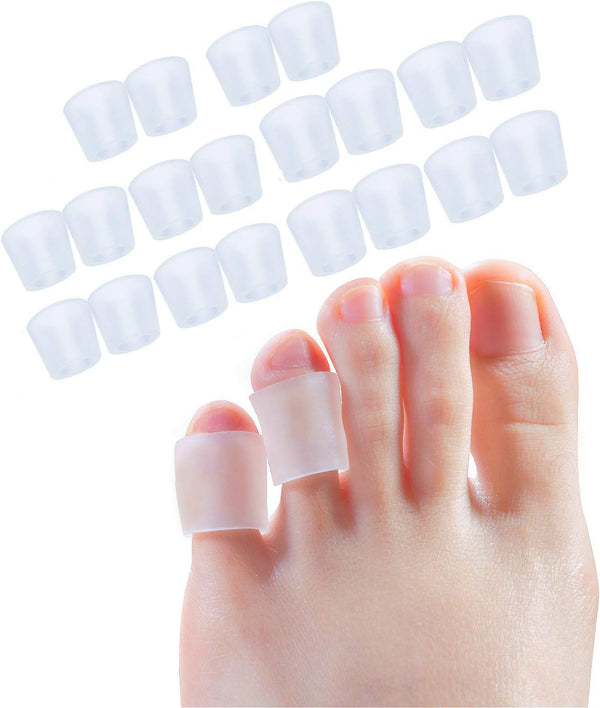 Povihome 10 Pairs Gel Toe Sleeves & Protectors for Corn, Blister, Reduce Irritation - Clear