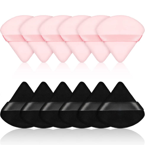 Maitys 12 Pieces Triangle Powder Puff, Face Makeup Cosmetic for Loose Powder, Soft Washable Reusable Foundation Sponge