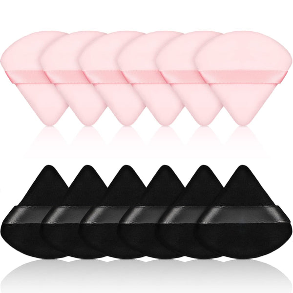 Maitys 12 Pieces Triangle Powder Puff, Face Makeup Cosmetic for Loose Powder, Soft Washable Reusable Foundation Sponge