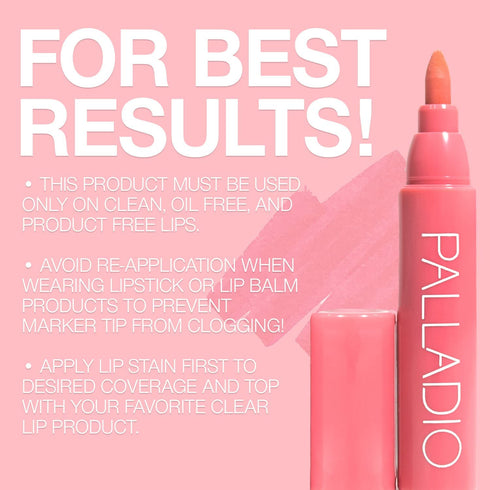 Palladio Lip Stain, Orchid, Hydrating & Waterproof Formula, Longlasting, Smudge Proof, Matte Color