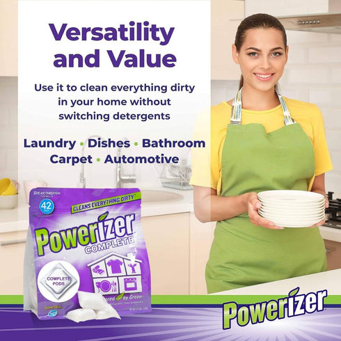 Powerizer Complete Pods - Multipurpose Cleaning Pod, Plant-Based Laundry and Dishwasher Pods, 42 Pods