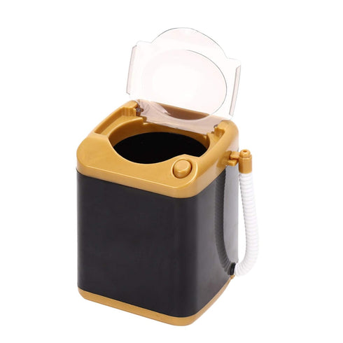 Mini Simulation Washing Machine, Mini Electric Brush Washing Machine for Girls, Ladies Cleaning Cosmetic Tool (Gold)
