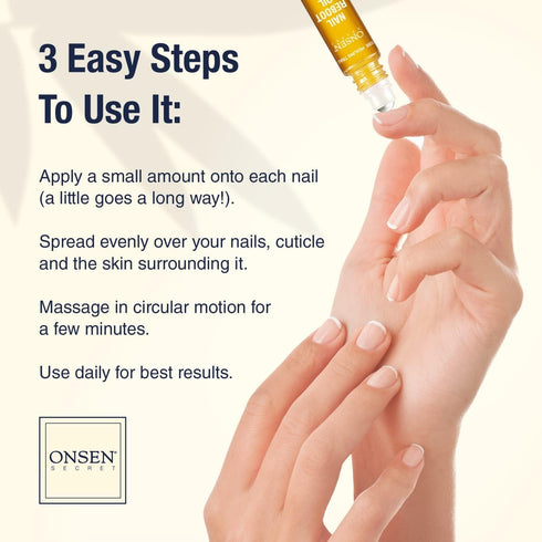 Onsen Secret Nail Reboot Duo, Natural Nail Care Treatment for Damaged Nails, Cuticle Conditioner Cream & Nail Oil