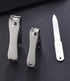 Nail Clipper Set - Stainless Steel Fingernail Clippers, Toenail Cutter, Nail File with PU Sheath for Men Women