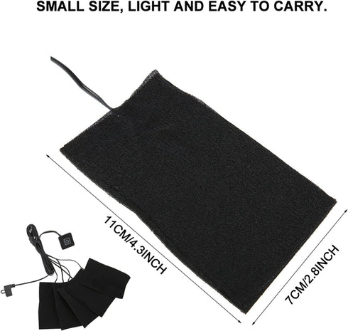 Electric Clothes Heating Pads Set, 5Pcs Adjustable Temperature USB Heater Pads, Waterproof Fiber Heating Pads 4.3 x