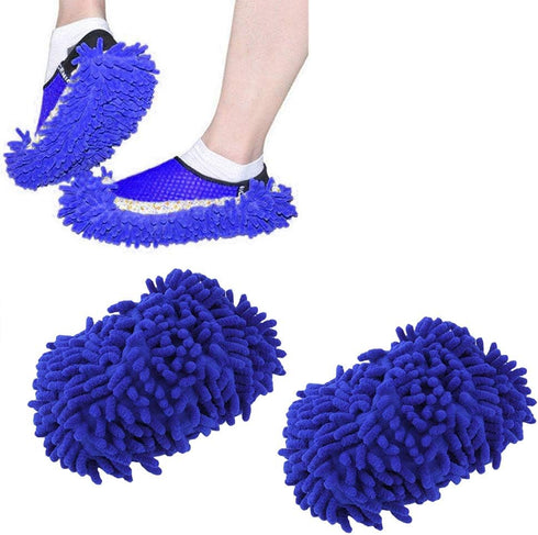 Home Mop Sweep Floor Cleaning Duster Cloth, Soft Slipper SY (1 Pair/Blue)