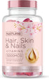 Hair Skin and Nails Vitamins, 120 Softgels | 5000mcg Biotin with Vitamin C, E, Collagen, and Hyaluronic Acid