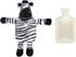 ITODA Mini Hot Water Bottle Warmer with Cute Zebra Stuffed Animal Cover, Waist