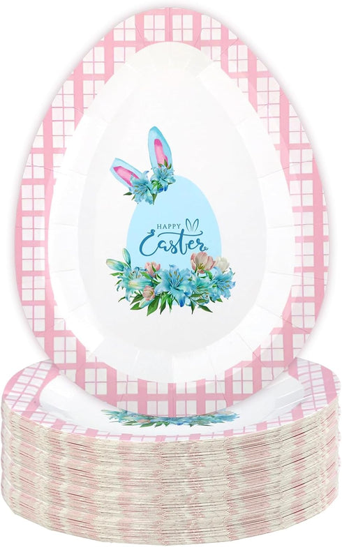 YoehMongYo 60 Packs Easter Plates Disposable Dinner Egg Plate Happy Easter Paper Plates