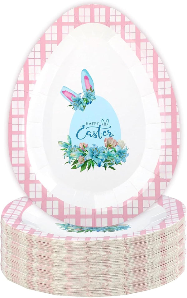 YoehMongYo 60 Packs Easter Plates Disposable Dinner Egg Plate Happy Easter Paper Plates
