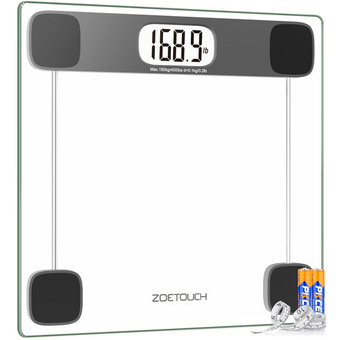 Scale for Body Weight, Digital Bathroom Weighing Bath Scale, Tempered Glass LCD Display, 400lbs