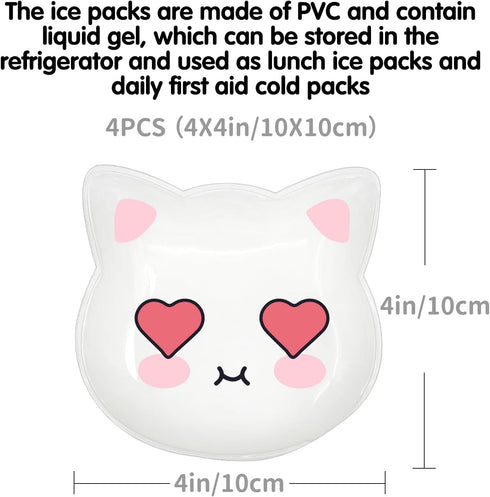 (4 Pcs) Kids Reusable Gel Ice Pack, Cute Children Gel Ice Pack for Kids Injuries, Cute Lunch Ice Pack, Breastfeeding,