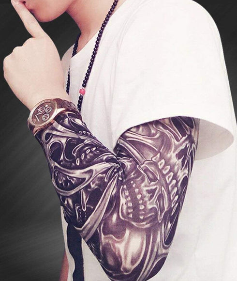 Tvoip Fake Temporary Tattoo Sleeves - Unisex Dark Set, Pack of 6 for Men and Women