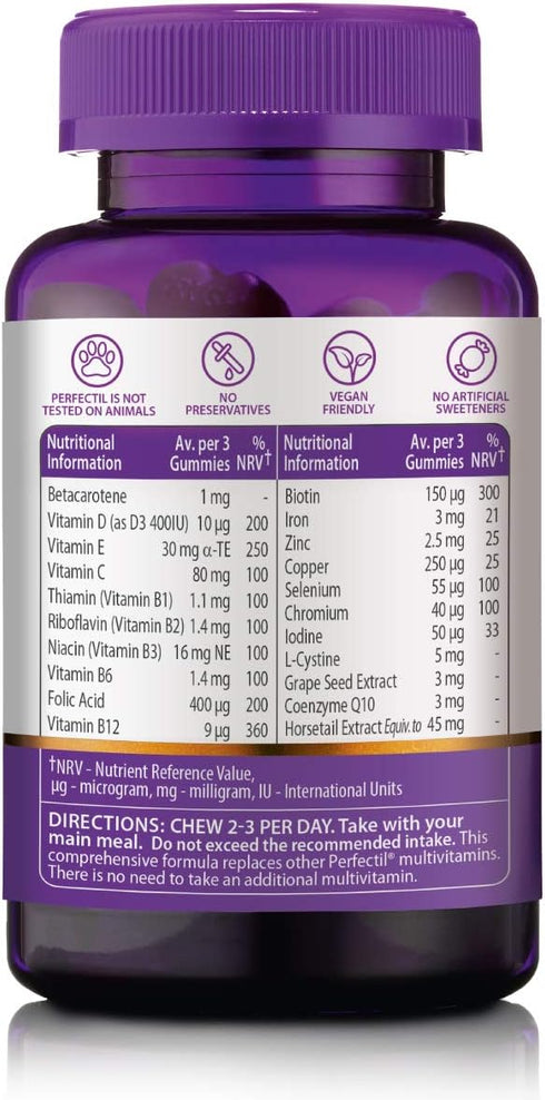 Perfectil Hair Crush Vitamin Gummies - Hair Growth & Thickening Formula | Supports Thicker, Healthy Hair | Vegan