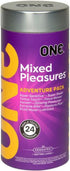 ONE, Lunamax ONE Mixed Pleasures, Five Styles Lubricated Latex Condoms-24 Count + Brass Pocket