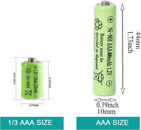 1.2v 1/3 AAA 200mah NiMH Rechargeable Batteries with Button Top for Solar Art Light, Headlamp, Toys Gas Cooker,Razor Shaver