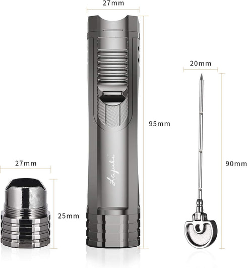 Cigar Lighter, Cigar Punch, Cigar Draw Enhancer, Cigar Holder, All-in-one Refillable Butane Torch Lighter (Gas Not