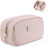 Pocmimut Makeup Bag, PU Leather Travel Cosmetic Bag, Open Flat Pouch for Women Accessories (Pink)