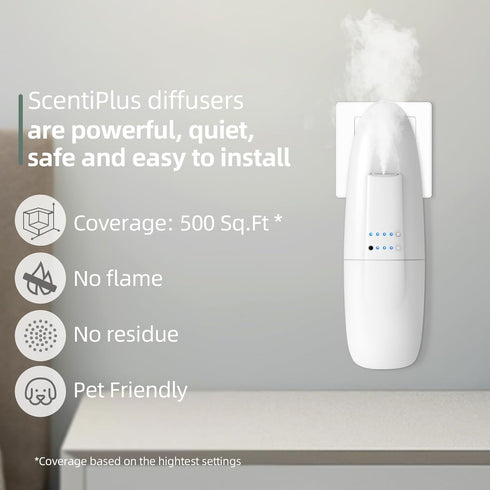 Scentiplus 100ml, Waterless Nano Scent Air Machine for Home, Plug-in Cold-Air Essential Oil Diffuser, Luxury Hotel