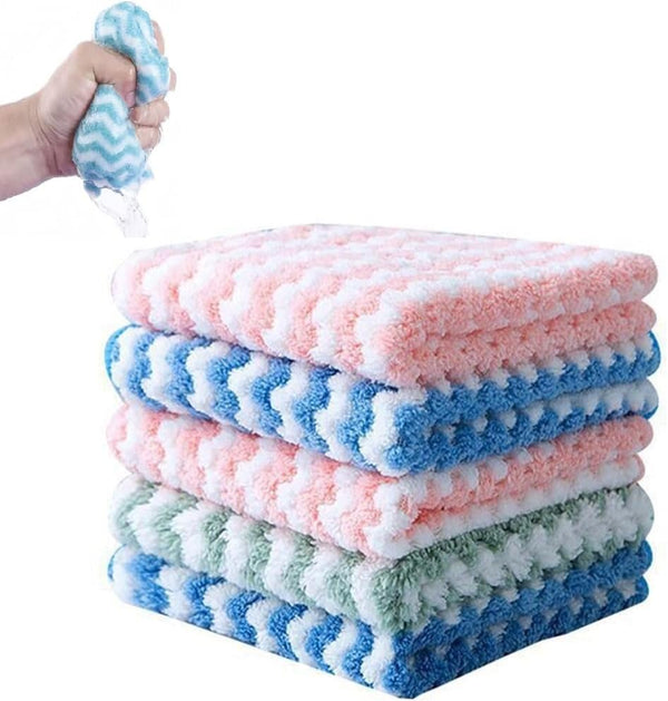 Usondeals Microfiber Cleaning Rag, Super Absorbent Reusable Scouring Towels for Kitchen and Bathroom (5 PCS, 11.8")