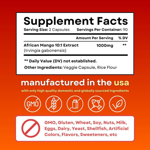 Immune 10:1 180 African Mango Capsules for System, Metabolism, and Nutritional Wellness Support - Pure Irvingia