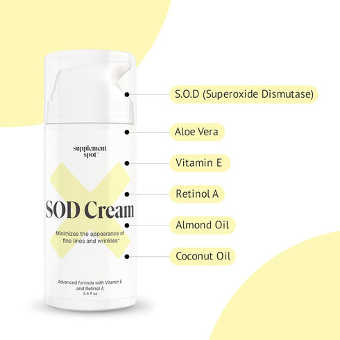 Superoxide Dismutase (SOD) Anti-Aging Cream - Face Moisturizer for Fine Lines & Wrinkles, 3.4 oz
